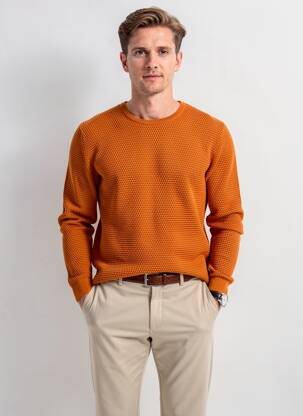 Pulover guler rotund mâneci lungi portocalie KNOWLEDGE COTTON APPAREL bărbat
