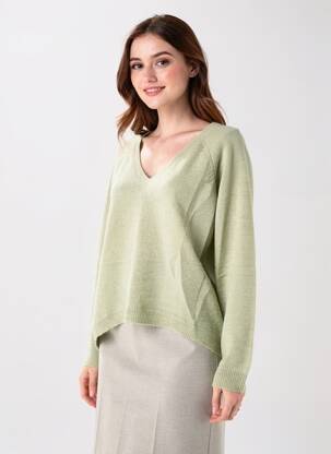 Pulover țesătură melanj mâneci lungi verde MINIMUM femeie