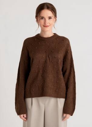 Pulover elasticitate mâneci lungi maro MINIMI femeie