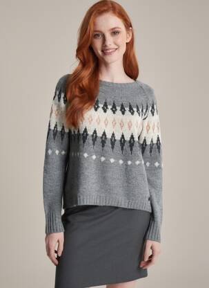 Pulover țesătură melanj mâneci lungi gri BSB femeie