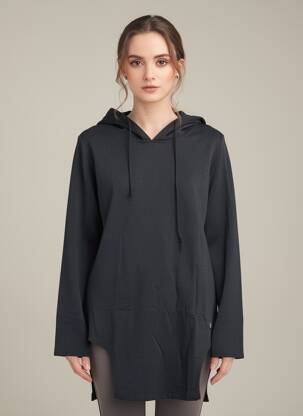 Pulover tunică elasticitate mâneci lungi negru OCTOBRE NOIR femeie