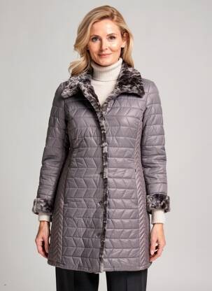 Geacă matlasată mâneci lungi fără glugă gri FASHION femeie