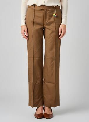Pantalon drept țesătură poplin mărime normală maro LEON & HARPER femeie