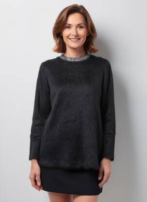 Pulover croială cambrată mâneci lungi negru ROMEO POUR JULIETTE femeie
