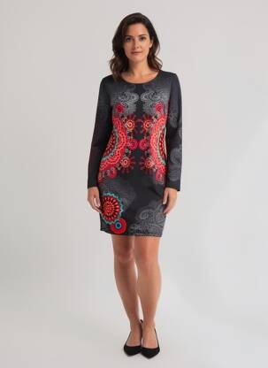 Rochie scurtă mâneci lungi mâneci lungi negru 101 IDEES femeie