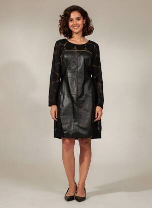 Rochie midi mâneci lungi mâneci lungi negru 101 IDEES femeie