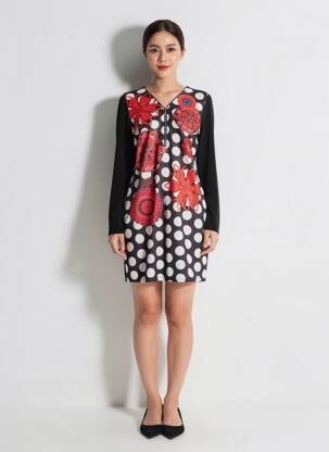 Rochie scurtă mâneci lungi mâneci lungi negru 101 IDEES femeie