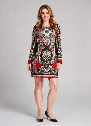 Rochie scurtă mâneci lungi mâneci lungi negru 101 IDEES femeie