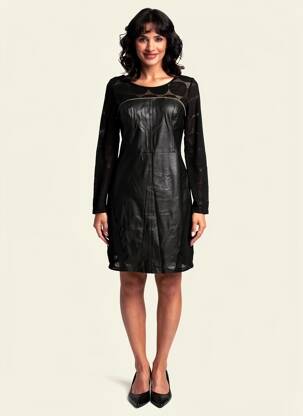 Rochie scurtă mâneci lungi mâneci lungi negru 101 IDEES femeie