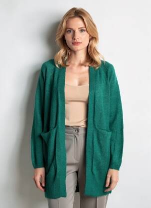 Vestă cu mâneci lungi elasticitate verde ICHI femeie