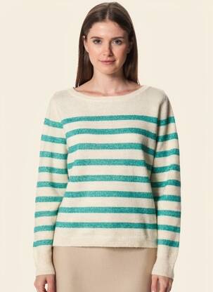 Pulover elasticitate mâneci lungi verde ICHI femeie