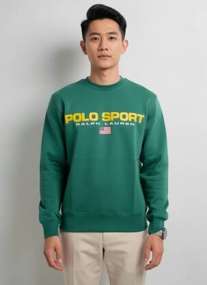 Hanorac elasticitate mâneci lungi verde RALPH LAUREN bărbat