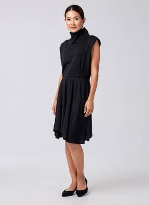 Rochie pulover elasticitate mâneci scurte negru SEMIOLOGY femeie