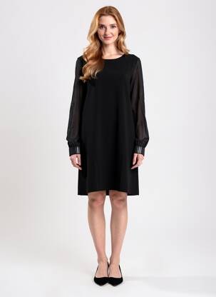 Rochie midi mâneci lungi mâneci lungi negru SEMIOLOGY femeie