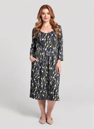 Rochie midi imprimeu fantezie mâneci lungi albastru WHITE STUFF femeie