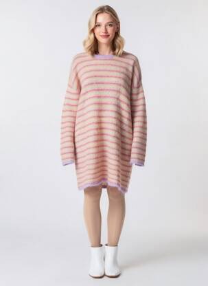 Rochie pulover elasticitate mâneci lungi violet AMERICAN VINTAGE femeie