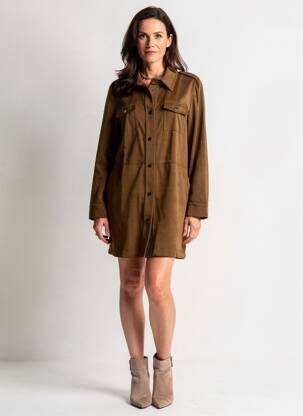Rochie scurtă mâneci lungi mâneci lungi maro CHRISTINE LAURE femeie