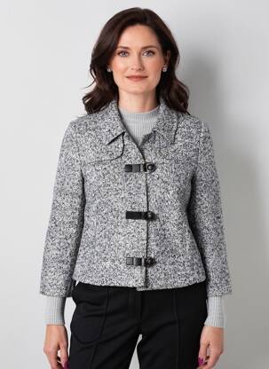 Palton scurt croială dreaptă fără glugă gri CHRISTINE LAURE femeie