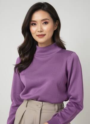 Pulover elasticitate mâneci lungi violet QUATRE VINGT JOURS femeie