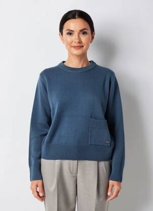Pulover elasticitate mâneci lungi albastru AGATHE & LOUISE femeie