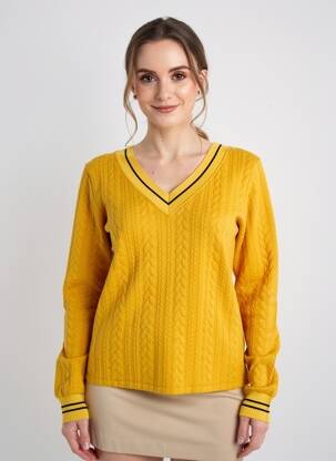Pulover croială cambrată mâneci lungi galben PAUL BRIAL femeie