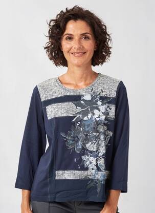 Tricou mâneci 3/4 mâneci 3/4 albastru RABE femeie