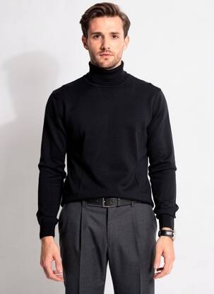 Pulover cu guler înalt mâneci lungi mâneci lungi negru CASUAL FRIDAY bărbat
