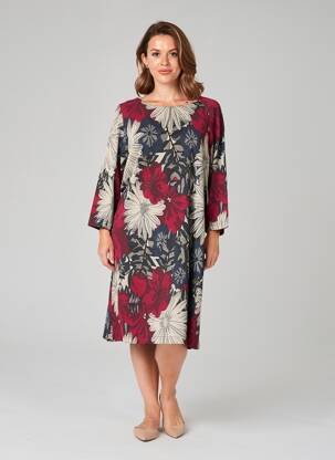 Rochie midi mâneci 3/4 mâneci 3/4 roșu GRIFFON femeie