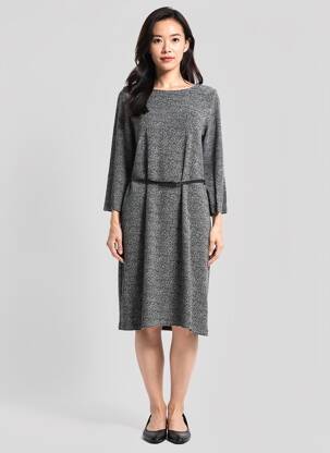 Rochie pulover țesătură melanj mâneci lungi negru GRIFFON femeie