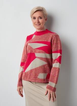 Pulover croială cambrată mâneci lungi roz I.ODENA femeie