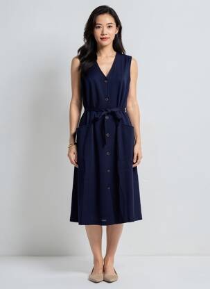 Rochie midi fără mâneci fără mâneci albastru GRIFFON femeie