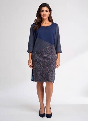 Rochie midi mâneci 3/4 mâneci 3/4 albastru SMASH WEAR femeie