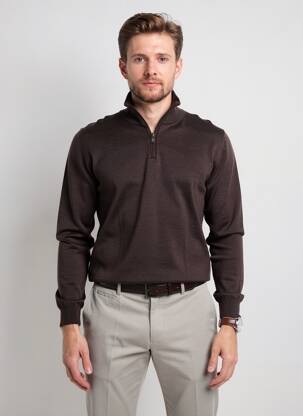 Pulover elasticitate mâneci lungi maro HUGO BOSS bărbat