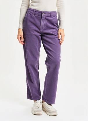 Pantalon drept închidere cu fermoar sub clapetă cu nasturi mărime normală violet DIXIE femeie