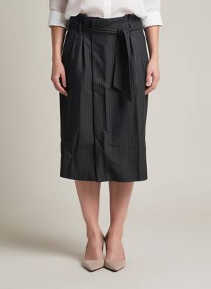 Fustă midi talie cu cleme negru SET femeie
