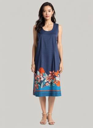 Rochie midi imprimeu floral fără mâneci albastru WEINBERG femeie