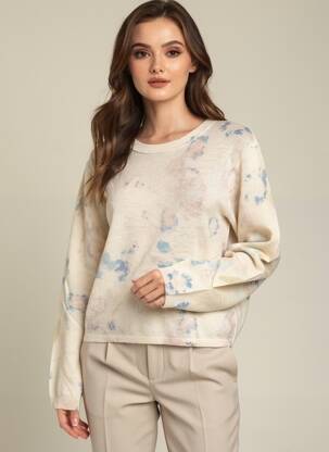 Pulover țesătură melanj mâneci lungi bej BELLEROSE femeie