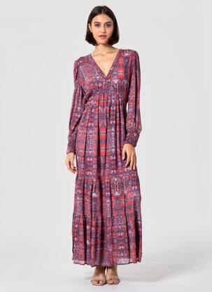 Rochie lungă mâneci lungi mâneci lungi albastru BA&SH femeie