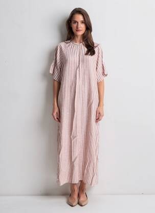 Rochie lungă mâneci scurte mâneci scurte bej HARTFORD femeie
