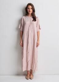 Rochie lungă mâneci scurte mâneci scurte bej HARTFORD femeie