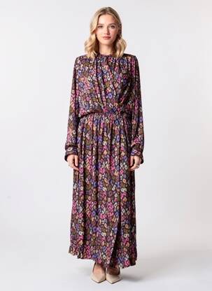 Rochie lungă imprimeu fantezie mâneci lungi negru ESSENTIEL ANTWERP femeie