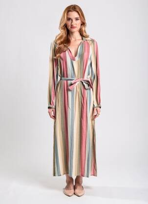 Rochie lungă mâneci lungi mâneci lungi bej DIEGA femeie
