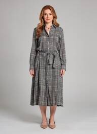 Rochie midi imprimeu fantezie mâneci lungi negru DIEGA femeie