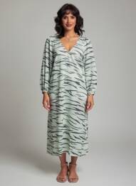 Rochie midi mâneci lungi mâneci lungi verde SECOND FEMALE femeie