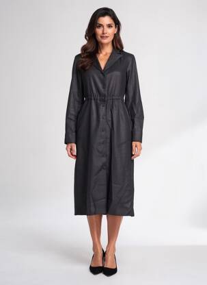 Rochie midi mâneci lungi mâneci lungi negru DIEGA femeie