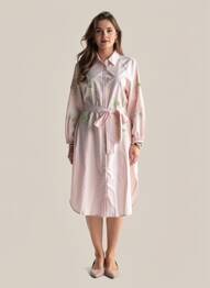 Rochie midi mâneci lungi mâneci lungi roz ESSENTIEL ANTWERP femeie