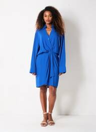 Rochie midi croială fluidă mâneci lungi albastru ESSENTIEL ANTWERP femeie