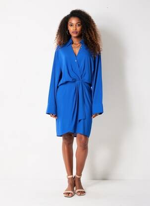 Rochie midi croială fluidă mâneci lungi albastru ESSENTIEL ANTWERP femeie