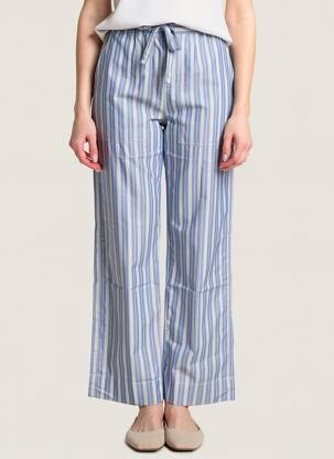Pantalon drept țesătură poplin mărime normală albastru SOEUR femeie