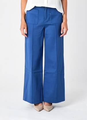 Pantalon evazat talie cu cleme talie înaltă albastru SOEUR femeie